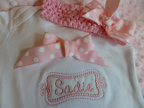 Personalized Coming Home Oufit, Take Home From Hospital, take home set, Gown and Headband