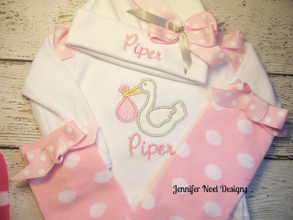 Personalized Take Home Oufit, Take Home From Hospital set, Gown, legwarmers and Hat Set, Girls Coming Home Outfit, ,