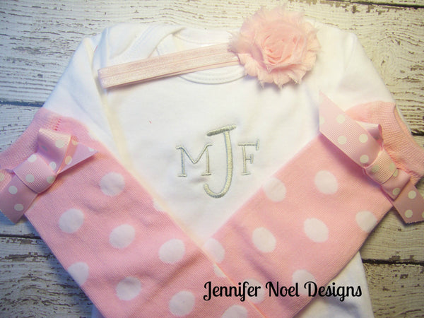 Personalized Take Home Oufit, Take Home From Hospital set, Gown, legwarmers and Headband, Girls Coming Home Outfit, ,