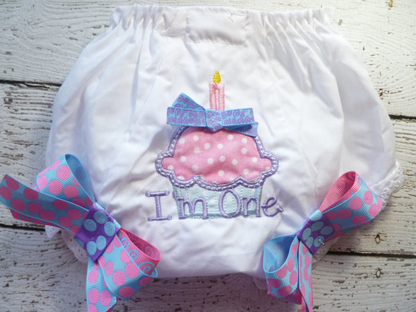 Cake Smash, Birthday Bloomers in pale pinks and lavender