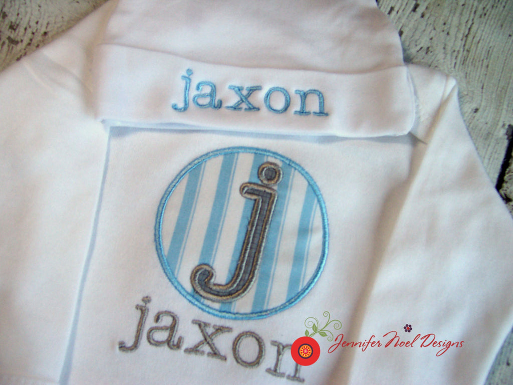 Personalized Coming Home Oufit, Take Home From Hospital Outfit, Layette Gown, or one piece and Hat Set, Boys Coming Home outfit
