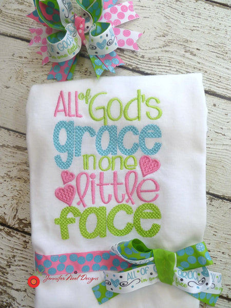 newborn take home outfit, Christian Toddler Girls Shirt, All of God's Grace in one little face, layette gown, bodysuit, or t shirt